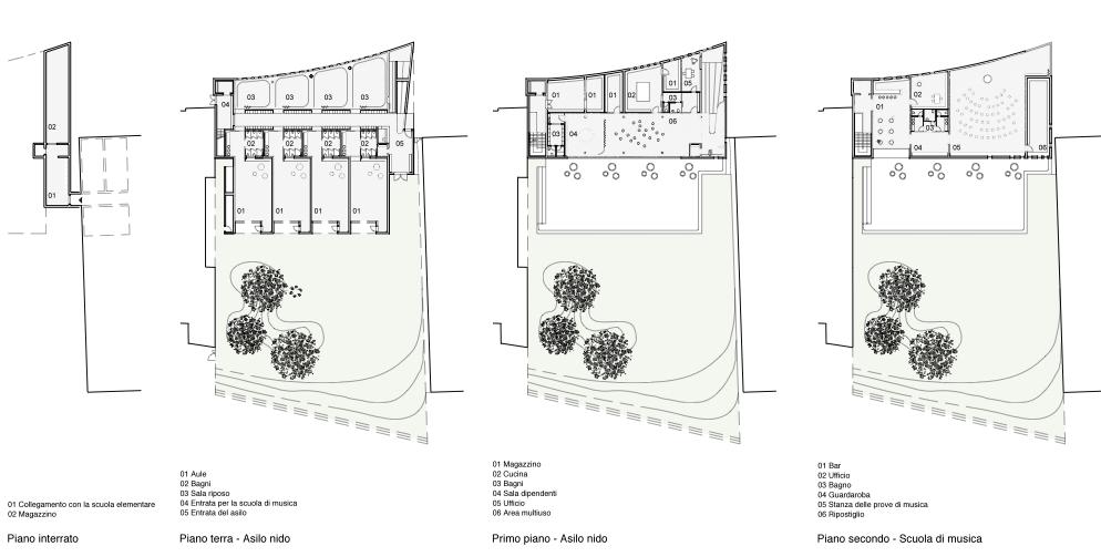 competition kindergarten sluderno detail plans