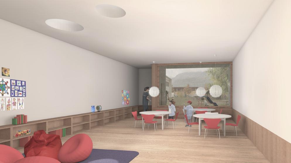 competition kindergarten sluderno interior view