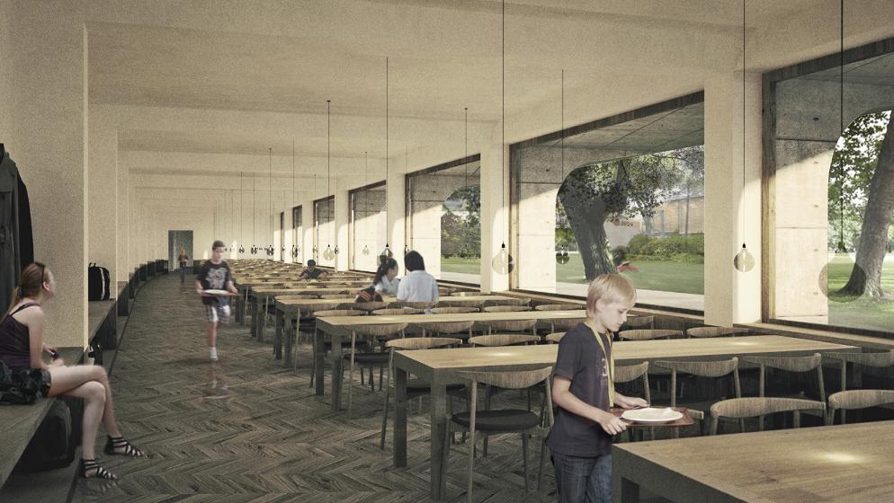 competition school canteen merano interior view