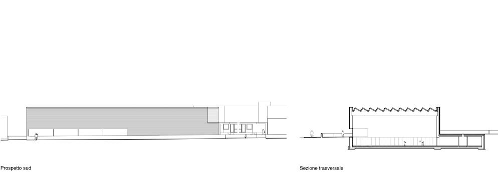 palestra scolastica - prospetto e sezione