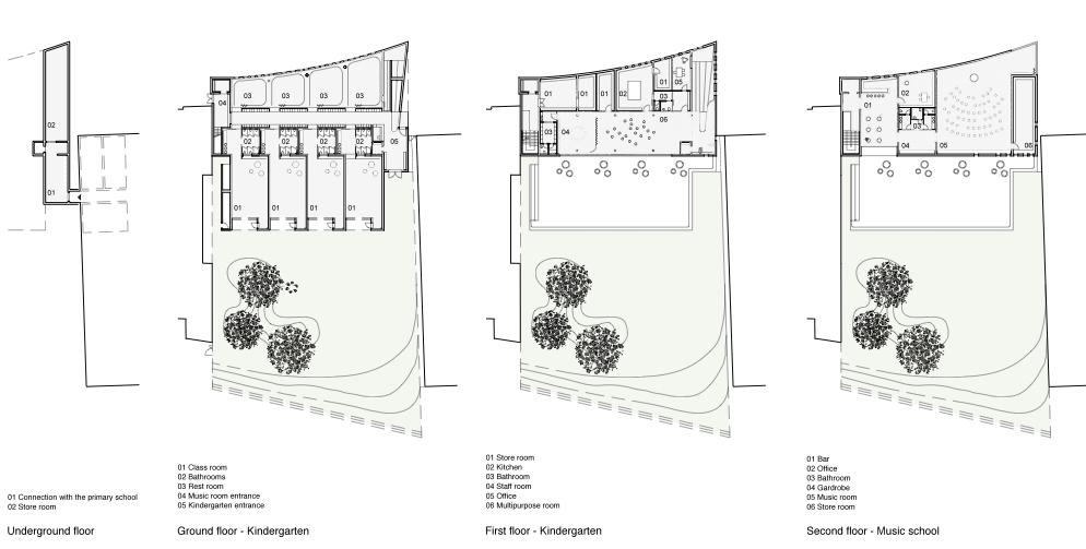 competition kindergarten sluderno - detail plans