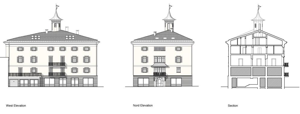 chimelli palace - elevations and section