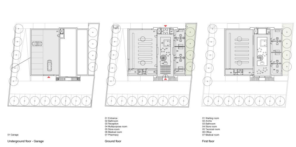 competition medical center civezzano - detail plans